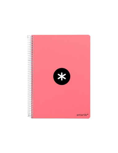 Cuaderno Espiral Antartik A4 Micro Tapa Dura 80 H 100 Gr Cuadro 5Mm Sin Bandas 4 Taladros Color Coral