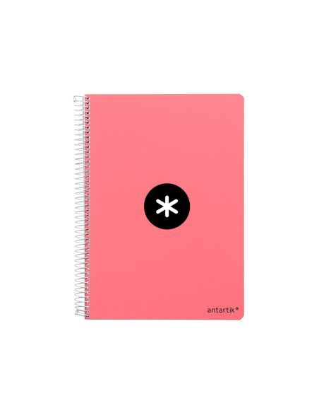 Cuaderno Espiral Antartik A4 Micro Tapa Dura 80 H 100 Gr Cuadro 5Mm Sin Bandas 4 Taladros Color Coral