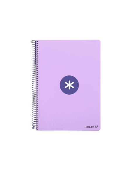 Cuaderno Espiral Antartik A4 Micro Tapa Dura 80H 100 Gr Cuadro 5 Mm Sin Bandas 4 Taladros Color Lavanda