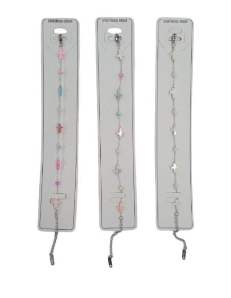Pulsera Acero+Cruces Nacar Surt.- En Vacio