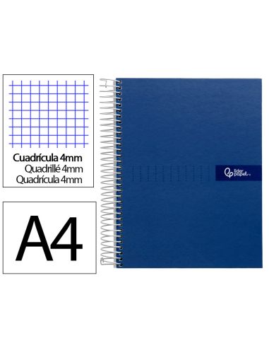 Cuaderno Espiral Liderpapel A4 Crafty Tapa Forrada 80H 90Gr Cuadro 4Mm Con Margen Color Azul Marino