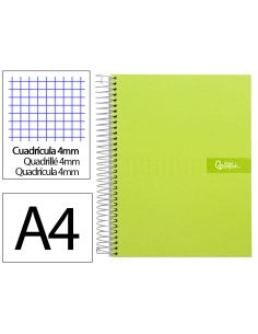 Cuaderno Espiral Liderpapel A4 Crafty Tapa Forrada 80H 90Gr Cuadro 4Mm Con Margen Color Verde