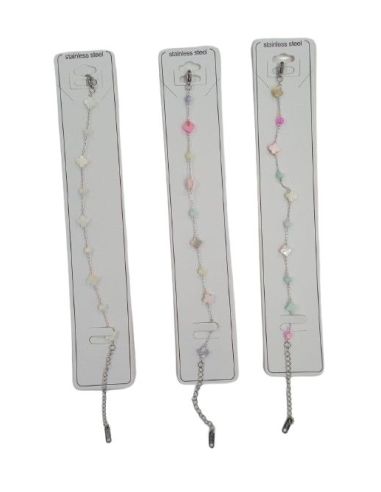 Pulsera Acero+Treboles Nacar Surt.- En Vacio
