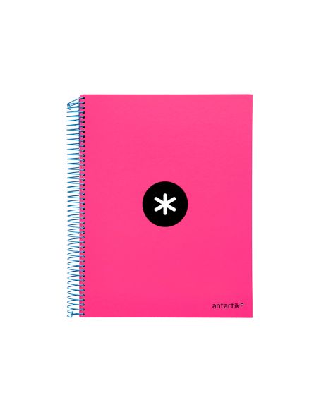 Cuaderno Espiral A4 Micro Antartik Tapa Forrada 120H 90 Gr Cuadro 5Mm 5 Bandas 4 Taladros Color Rosa