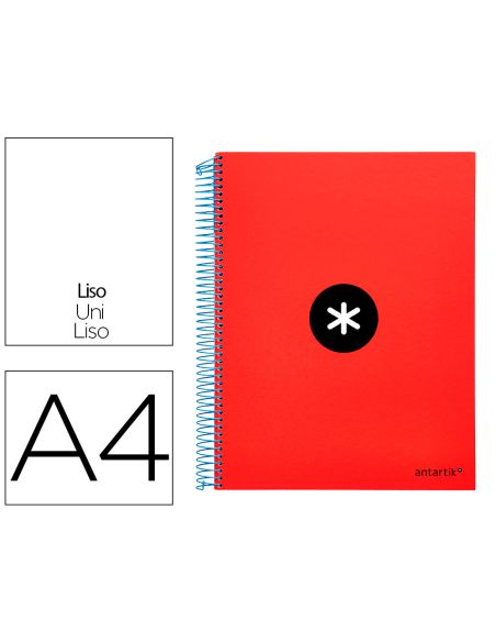 Cuaderno Espiral A4 Micro Antartik Tapa Forrada 120H 90 Gr Liso Con Bandas 4 Taladros Color Rojo