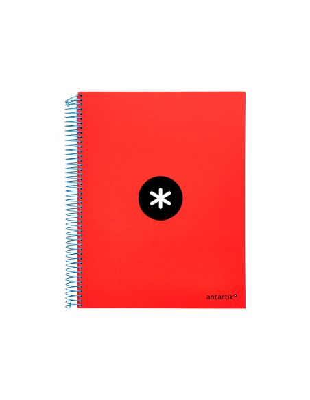Cuaderno Espiral A4 Micro Antartik Tapa Forrada 120H 90 Gr Liso Con Bandas 4 Taladros Color Rojo