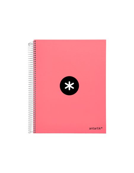 Cuaderno Espiral A4 Micro Antartik Tapa Forrada 120H 90 Gr Cuadro 5Mm 5 Bandas 4 Taladros Color Coral