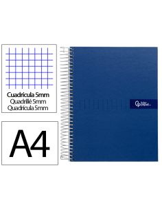 Cuaderno Espiral Liderpapel A4 Micro Crafty Tapa Forrada 120H 90Gr Cuadro 5Mm 5 Bandas 4 Colores Color Azul