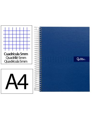 Cuaderno Espiral Liderpapel A4 Micro Crafty Tapa Forrada 120H 90Gr Cuadro 5Mm 5 Bandas 4 Colores Color Azul