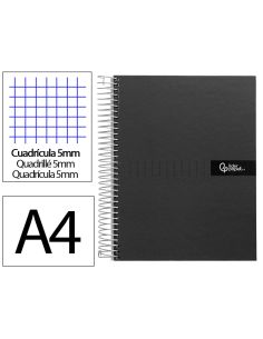 Cuaderno Espiral Liderpapel A4 Micro Crafty Tapa Forrada 120H 90Gr Cuadro 5Mm 5 Bandas 4 Colores Color Negro 2