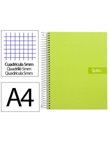 Cuaderno Espiral Liderpapel A4 Micro Crafty Tapa Forrada 120H 90Gr Cuadro 5Mm 5 Bandas 4 Colores Color Verde