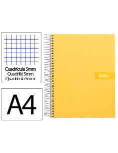 Cuaderno Espiral Liderpapel A4 Micro Crafty Tapa Forrada 120H 90Gr Cuadro 5Mm 5 Bandas 4 Taladros Color Amarillo