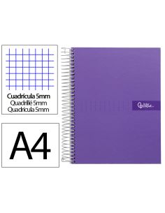 Cuaderno Espiral Liderpapel A4 Micro Crafty Tapa Forrada 120H 90Gr Cuadro 5Mm 5 Bandas 4 Taladros Color Violeta 2