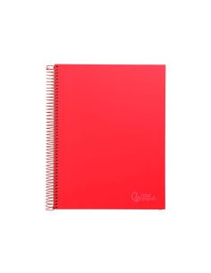 Cuaderno Espiral Liderpapel A4 Micro Jolly Tapa Forrada 140H 75Gr Cuadro 5Mm 5 Bandas 4 Taladros Color Rojo 2