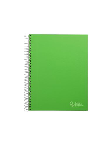Cuaderno Espiral Liderpapel A4 Micro Jolly Tapa Forrada 140H 75Gr Cuadro 5Mm 5 Bandas 4 Taladros Color Verde