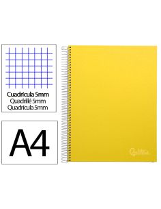 Cuaderno Espiral Liderpapel A4 Micro Jolly Tapa Forrada 140H 75Gr Cuadro 5Mm 5 Bandas 4 Taladros Color Amarillo