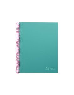 Cuaderno Espiral Liderpapel A4 Micro Jolly Tapa Forrada 140H 75Gr Cuadro 5Mm 5 Bandas 4 Taladros Color Turquesa 2