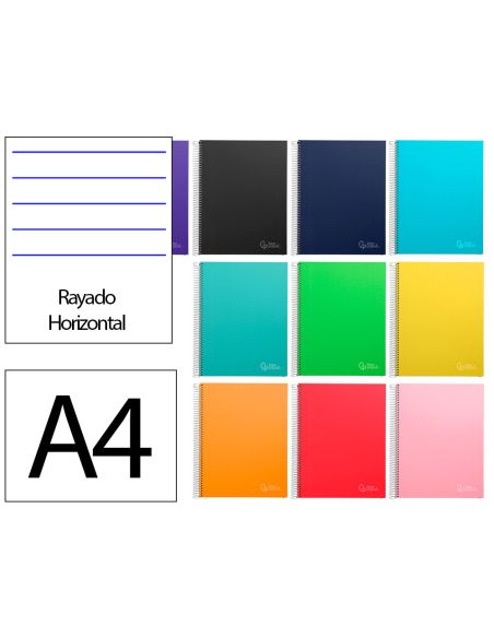 Cuaderno Espiral Liderpapel A4 Micro Jolly Tapa Forrada 140H 75Gr Horizontal 5 Bandas 4 Taladros Colores Surtidos
