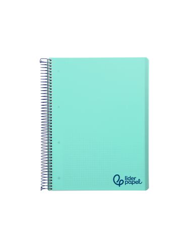Cuaderno Espiral Liderpapel A4 Micro Wonder Tapa Plastico 120H 90Gr Cuadro 5Mm 5 Banda 4 Taladro Color Verde Turquesa