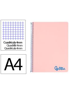 Cuaderno Espiral Liderpapel A4 Wonder Tapa Plastico 80H 90Gr Cuadro 4Mm Con Margen Color Rosa