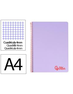 Cuaderno Espiral Liderpapel A4 Wonder Tapa Plastico 80H 90Gr Cuadro 4Mm Con Margen Color Violeta