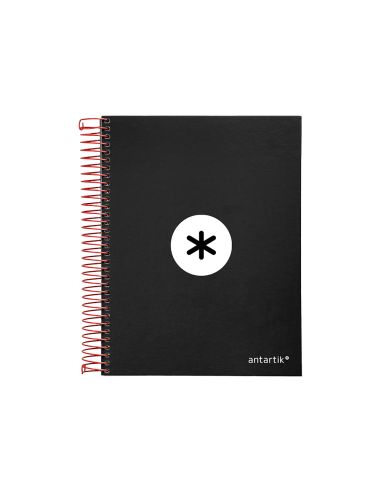 Cuaderno Espiral A5 Micro Antartik Tapa Forrada120H 90 Gr Cuadro 5Mm 5 Bandas6 Taladros Color Negro