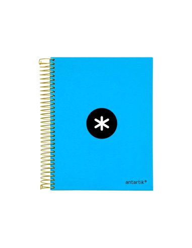 Cuaderno Espiral A5 Micro Antartik Tapa Forrada 120H 100 Gr Horizontal 5 Bandas 6 Taladros Color Azul