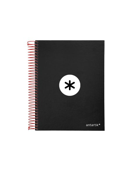 Cuaderno Espiral A5 Micro Antartik Tapa Forrada 120H 90G Liso Con Bandas 6 Taladros Color Negro