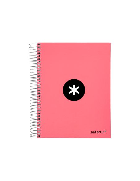 Cuaderno Espiral A5 Micro Antartik Tapa Forrada120H 90 Gr Cuadro 5 Mm 5 Band 6 Taladros Color Coral