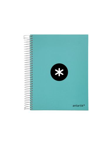 Cuaderno Espiral A5 Micro Antartik Tapa Forrada120H 90 Gr Cuadro 5 Mm 5 Banda6 Taladros Color Menta