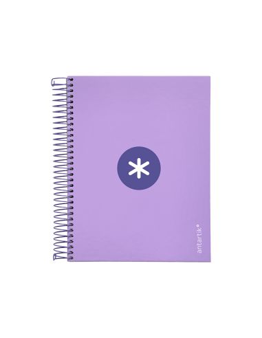 Cuaderno Espiral A5 Micro Antartik Tapa Forrada120H 90 Gr Cuadro 5Mm 5 Banda 6 Taladros Color Lavanda