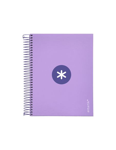 Cuaderno Espiral A5 Micro Antartik Tapa Forrada120H 90 Gr Cuadro 5Mm 5 Banda 6 Taladros Color Lavanda