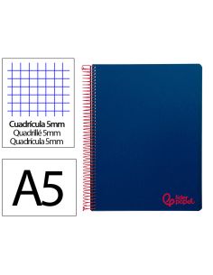 Cuaderno Espiral Liderpapel A5 Micro Wonder Tapa Plastico 120H 90Gr Cuadro 5Mm 5 Bandas 6 Taladros Color Azul Marino