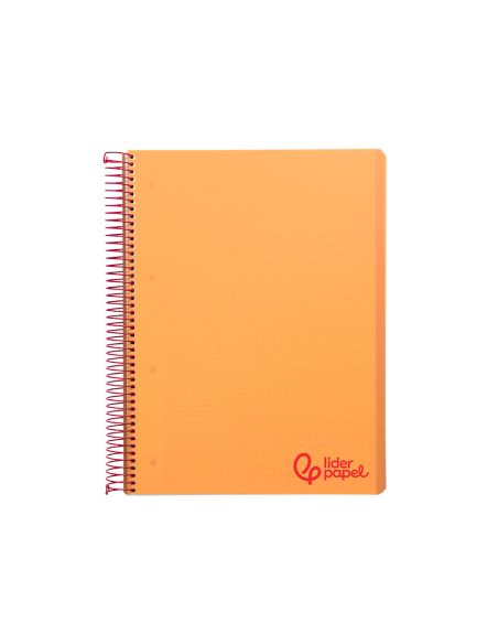 Cuaderno Espiral Liderpapel A5 Micro Wonder Tapa Plastico 120H 90Gr Cuadro 5Mm 5 Bandas 6 Taladros Color Naranja