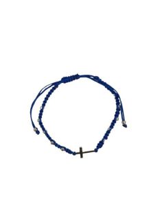 Pulsera Macrame Cruz Acero Azul