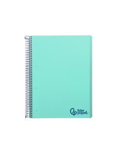 Cuaderno Espiral Liderpapel A5 Micro Wonder Tapa Plastico 120H 90Gr Cuadro 5Mm 5 Bandas 6 Taladro Color Verde Turquesa 2