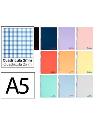 Cuaderno Espiral Liderpapel A5 Wonder Tapa Plastico 80H 90G Milimetrado 2Mm Colores Surtidos