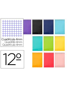 Cuaderno Espiral Liderpapel Bolsillo Doceavo Apaisado Witty Tapa Dura 80H 75Gr Cuadro 4 Mm Colores Surtidos