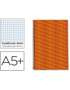Cuaderno Espiral Liderpapel Cuarto Multilider Tapa Forrada 80H 80Gr Cuadro 4Mm Con Marg En Naranja