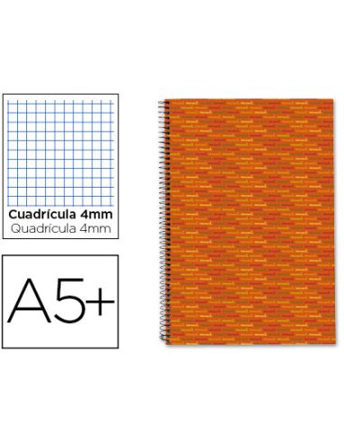 Cuaderno Espiral Liderpapel Cuarto Multilider Tapa Forrada 80H 80Gr Cuadro 4Mm Con Marg En Naranja