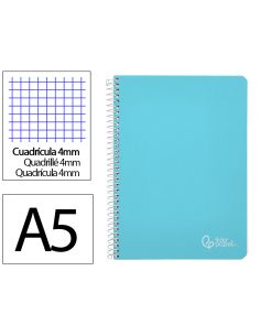 Cuaderno Espiral Liderpapel A5 Witty Tapa Dura 80H 90Gr Cuadro 4Mm Con Margen Color Azul