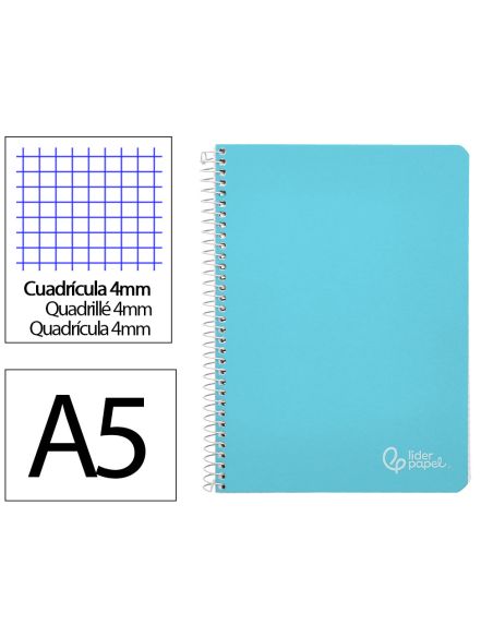 Cuaderno Espiral Liderpapel A5 Witty Tapa Dura 80H 90Gr Cuadro 4Mm Con Margen Color Azul