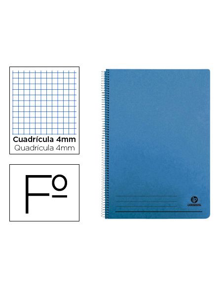 Cuaderno Espiral Liderpapel Folio 100H Cuadro 4Mm Tapa Azul Con Margen 70Gr