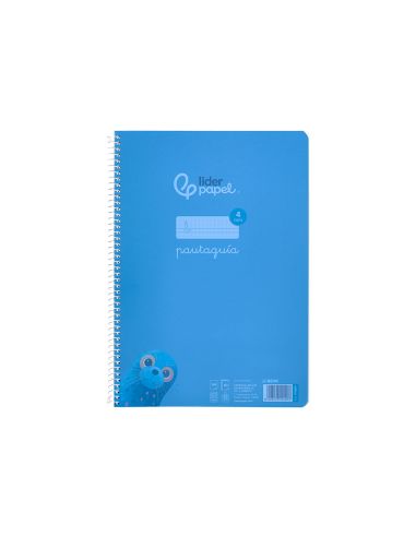 Cuaderno Espiral Liderpapel A4 Pautaguia Tapa Plastico 80H 90Gr Cuadro Pautado 4Mm Con Margen Color Azul