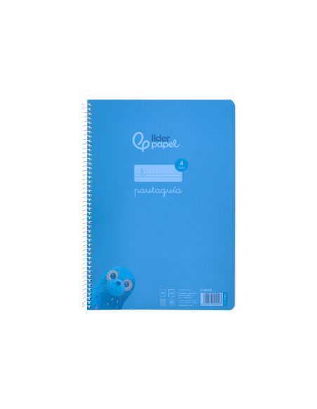 Cuaderno Espiral Liderpapel A4 Pautaguia Tapa Plastico 80H 90Gr Cuadro Pautado 4Mm Con Margen Color Azul
