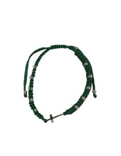 Pulsera Macrame Cruz Acero Verde