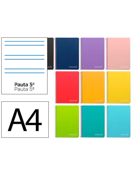 Cuaderno Espiral Liderpapel A4 Witty Tapa Dura 80H 90Gr Rayado Montessori 5Mm Colores Surtidos