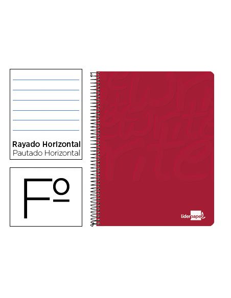 Cuaderno Espiral Liderpapel Folio Write Tapa Blanda 80H 60Gr Horizontal Con Margen Color Rojo
