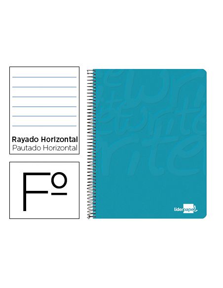 Cuaderno Espiral Liderpapel Folio Write Tapa Blanda 80H 60Gr Horizontal Con Margen Color Turquesa