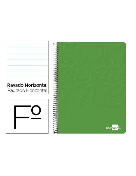 Cuaderno Espiral Liderpapel Folio Write Tapa Blanda 80H 60Gr Horizontal Con Margen Color Verde